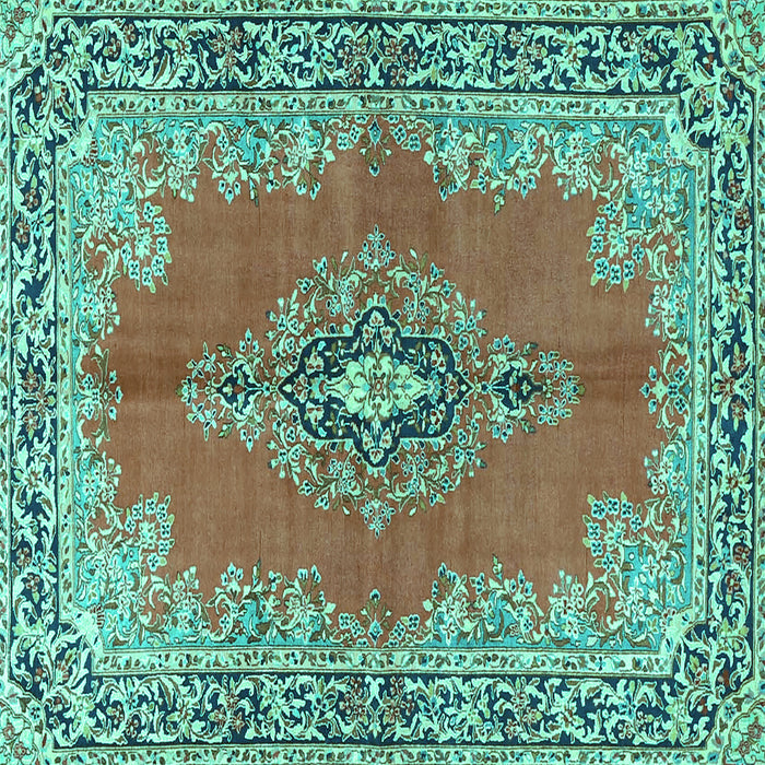 Square Persian Turquoise Traditional Rug, tr4223turq
