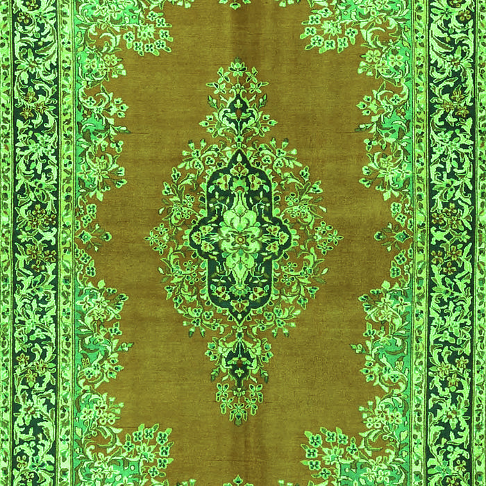 Serging Thickness of Machine Washable Persian Green Traditional Area Rugs, wshtr4223grn