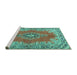 Sideview of Machine Washable Persian Turquoise Traditional Area Rugs, wshtr4223turq