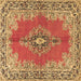 Square Machine Washable Persian Brown Traditional Rug, wshtr4223brn