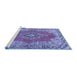 Sideview of Machine Washable Persian Blue Traditional Rug, wshtr4223blu