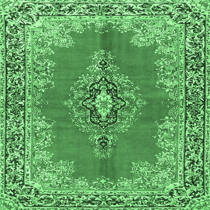 Square Persian Emerald Green Traditional Rug, tr4223emgrn