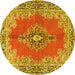 Round Persian Yellow Traditional Rug, tr4223yw