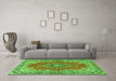 Machine Washable Persian Green Traditional Area Rugs in a Living Room,, wshtr4223grn