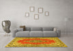 Machine Washable Persian Yellow Traditional Rug in a Living Room, wshtr4223yw