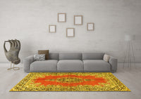 Machine Washable Persian Yellow Traditional Rug, wshtr4223yw