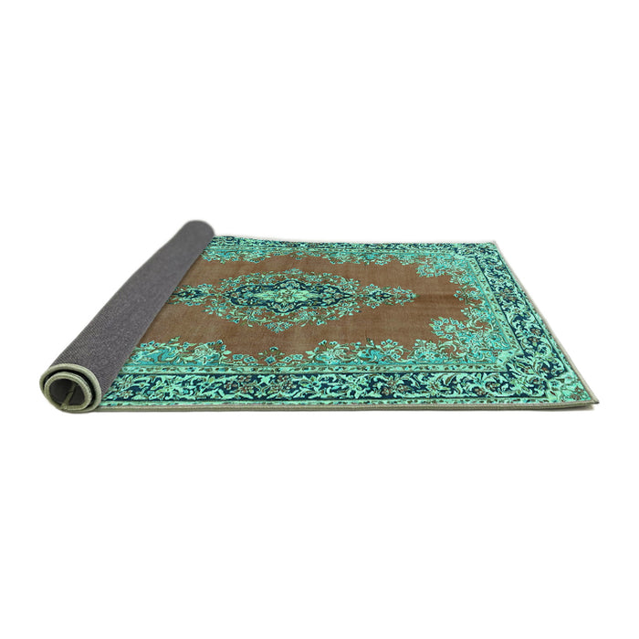 Sideview of Persian Turquoise Traditional Rug, tr4223turq
