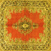 Square Machine Washable Persian Yellow Traditional Rug, wshtr4223yw