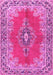 Machine Washable Persian Pink Traditional Rug, wshtr4223pnk