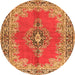 Machine Washable Persian Orange Traditional Area Rugs, wshtr4223org