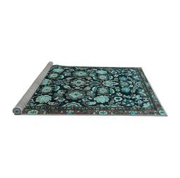 Sideview of Machine Washable Persian Light Blue Traditional Rug, wshtr4224lblu