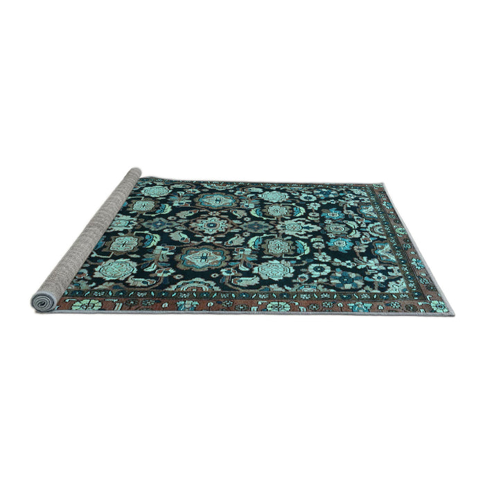 Sideview of Machine Washable Persian Light Blue Traditional Rug, wshtr4224lblu