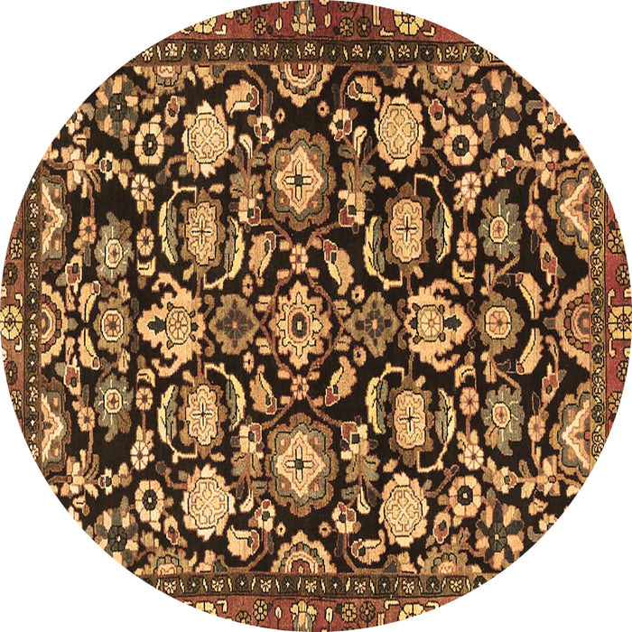 Round Persian Brown Traditional Rug, tr4224brn