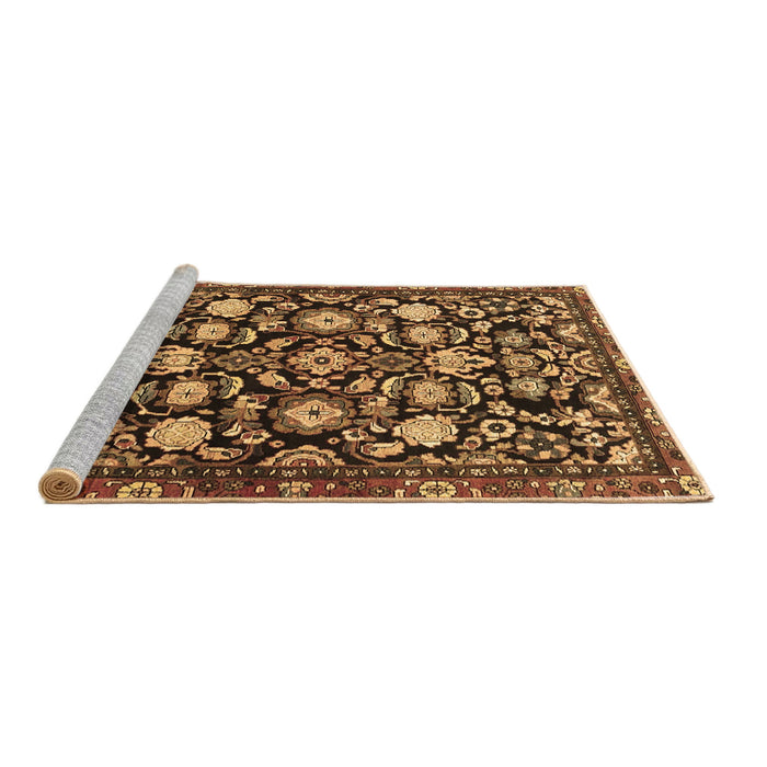 Sideview of Machine Washable Persian Brown Traditional Rug, wshtr4224brn