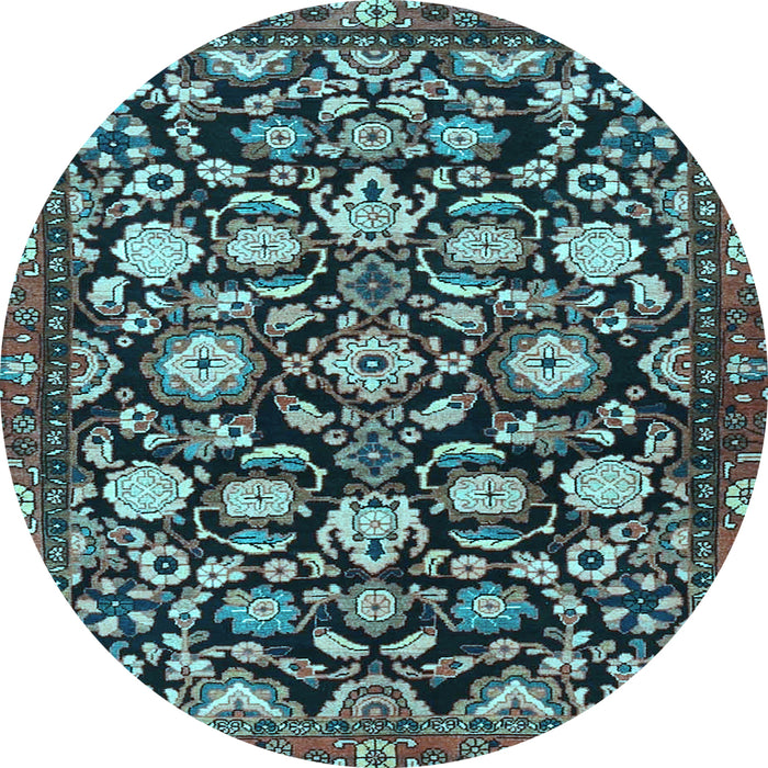 Round Machine Washable Persian Light Blue Traditional Rug, wshtr4224lblu