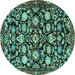 Round Persian Turquoise Traditional Rug, tr4224turq