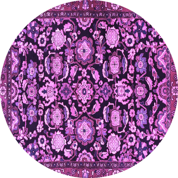 Round Machine Washable Persian Purple Traditional Area Rugs, wshtr4224pur