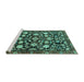 Sideview of Machine Washable Persian Turquoise Traditional Area Rugs, wshtr4224turq