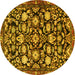 Round Persian Yellow Traditional Rug, tr4224yw