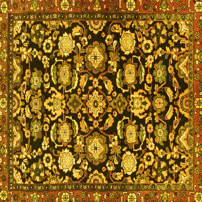 Square Machine Washable Persian Yellow Traditional Rug, wshtr4224yw