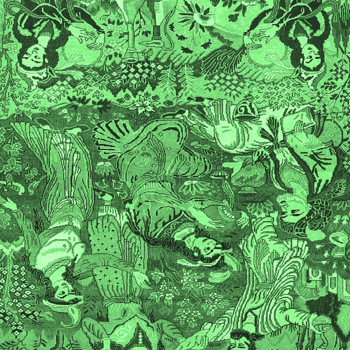 Machine Washable Animal Emerald Green Traditional Area Rugs, wshtr4225emgrn