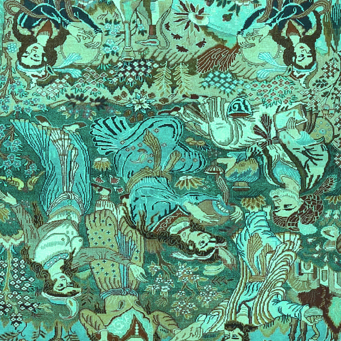 Animal Turquoise Traditional Rug, tr4225turq