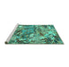 Sideview of Machine Washable Animal Turquoise Traditional Area Rugs, wshtr4225turq