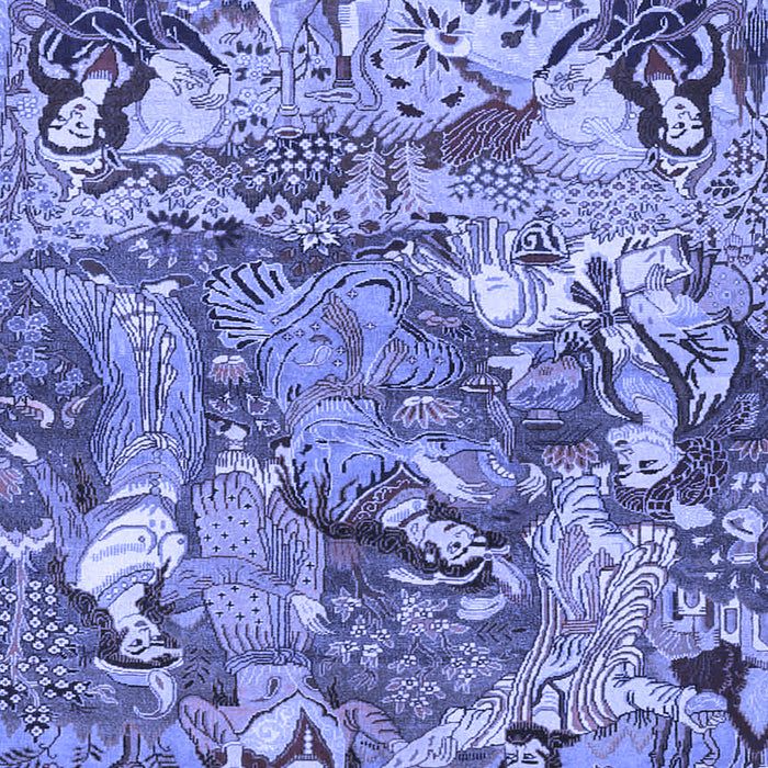 Machine Washable Animal Blue Traditional Rug, wshtr4225blu