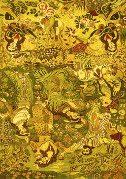 Animal Yellow Traditional Rug, tr4225yw