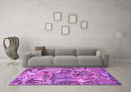 Machine Washable Animal Purple Traditional Area Rugs in a Living Room, wshtr4225pur