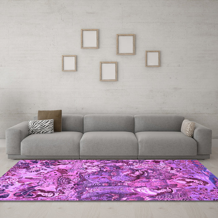 Machine Washable Animal Purple Traditional Area Rugs in a Living Room, wshtr4225pur