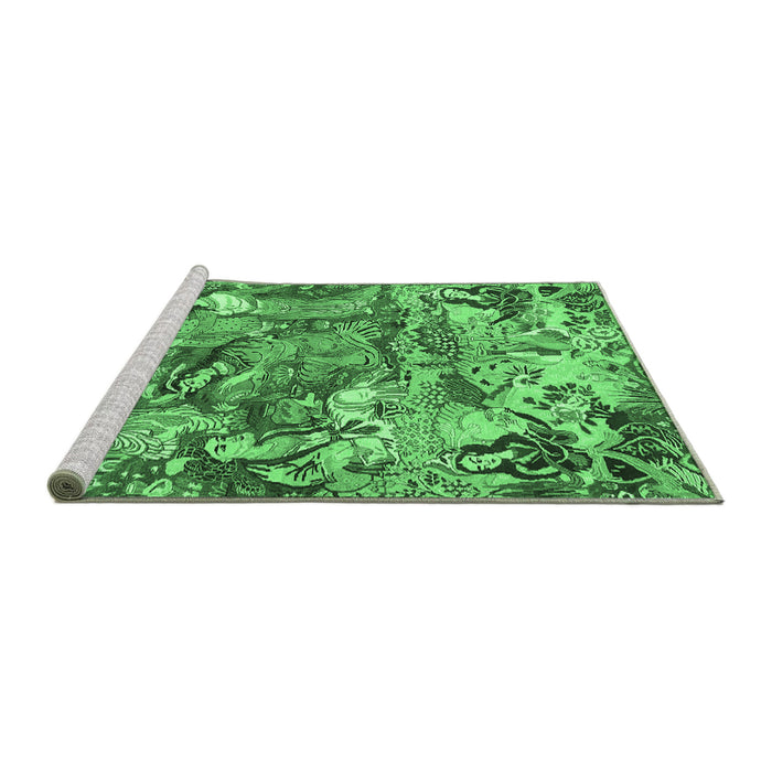 Sideview of Machine Washable Animal Emerald Green Traditional Area Rugs, wshtr4225emgrn