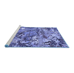 Sideview of Machine Washable Animal Blue Traditional Rug, wshtr4225blu