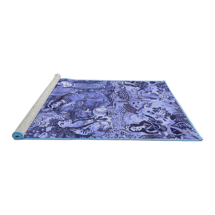 Sideview of Machine Washable Animal Blue Traditional Rug, wshtr4225blu