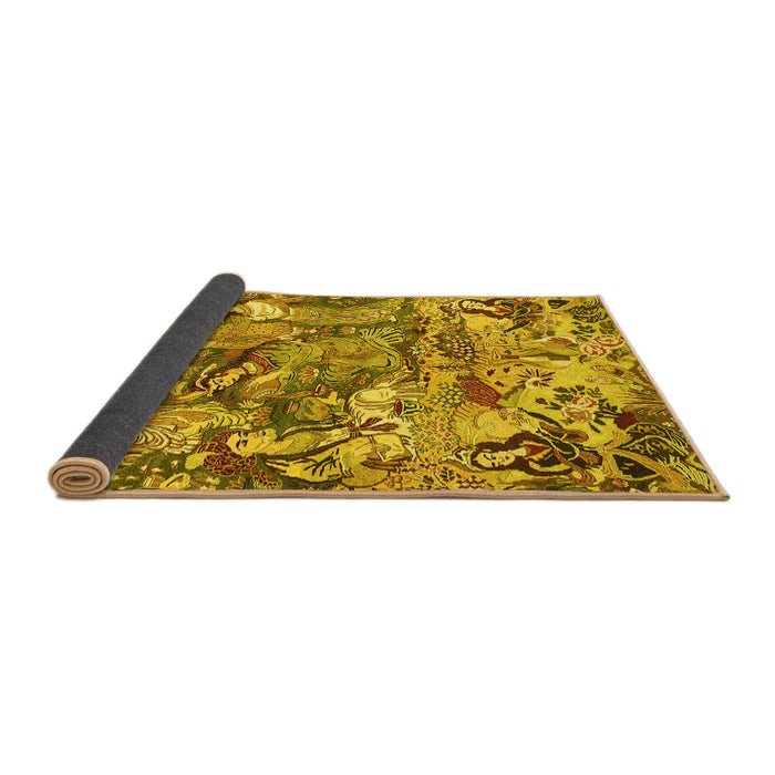 Sideview of Animal Yellow Traditional Rug, tr4225yw