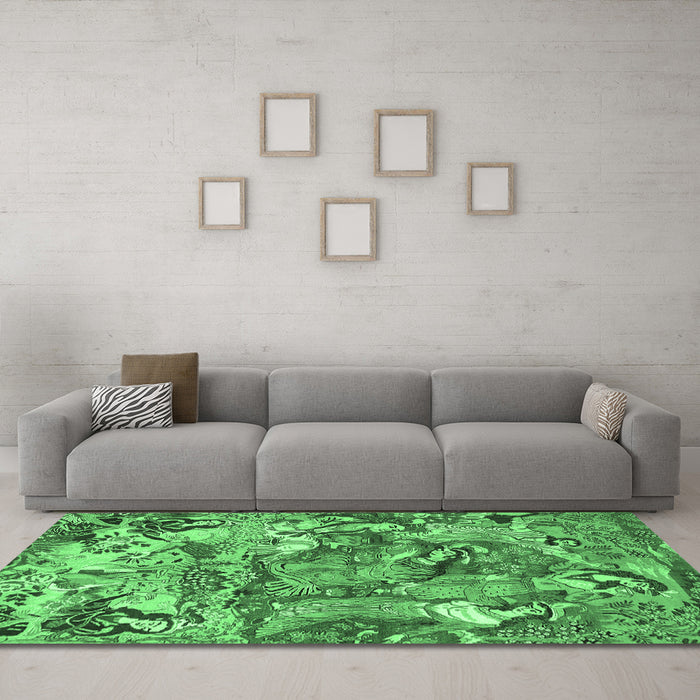 Machine Washable Animal Emerald Green Traditional Area Rugs in a Living Room,, wshtr4225emgrn