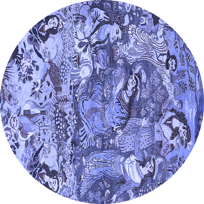 Round Machine Washable Animal Blue Traditional Rug, wshtr4225blu