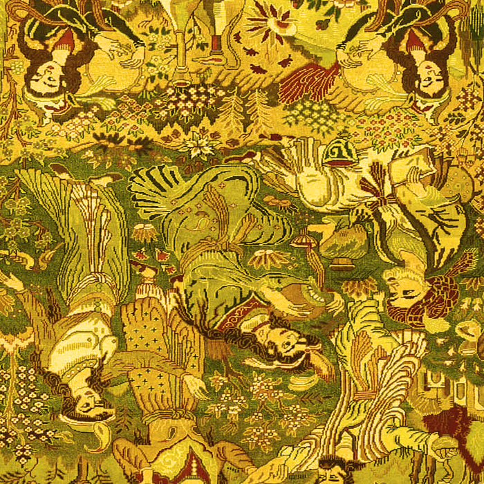 Machine Washable Animal Yellow Traditional Rug, wshtr4225yw