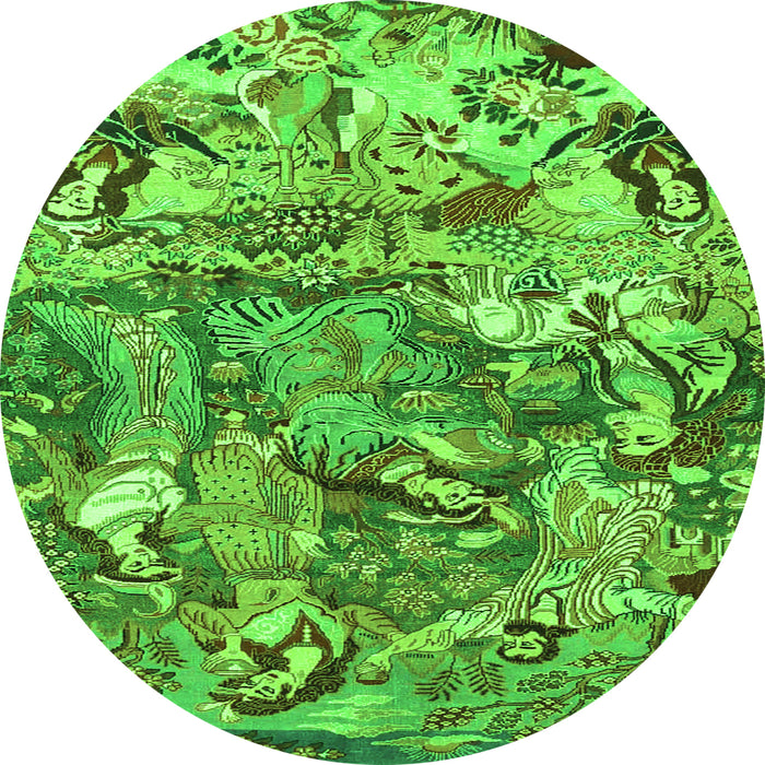 Machine Washable Animal Green Traditional Area Rugs, wshtr4225grn