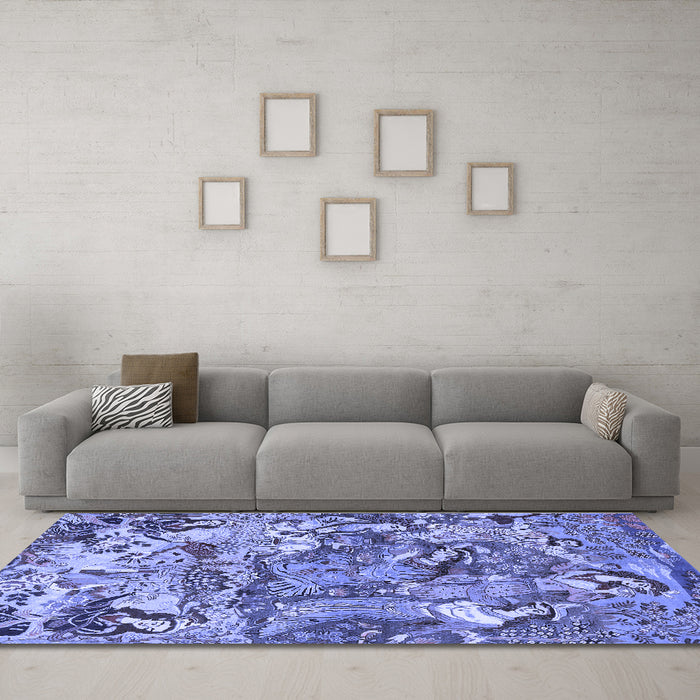 Machine Washable Animal Blue Traditional Rug in a Living Room, wshtr4225blu
