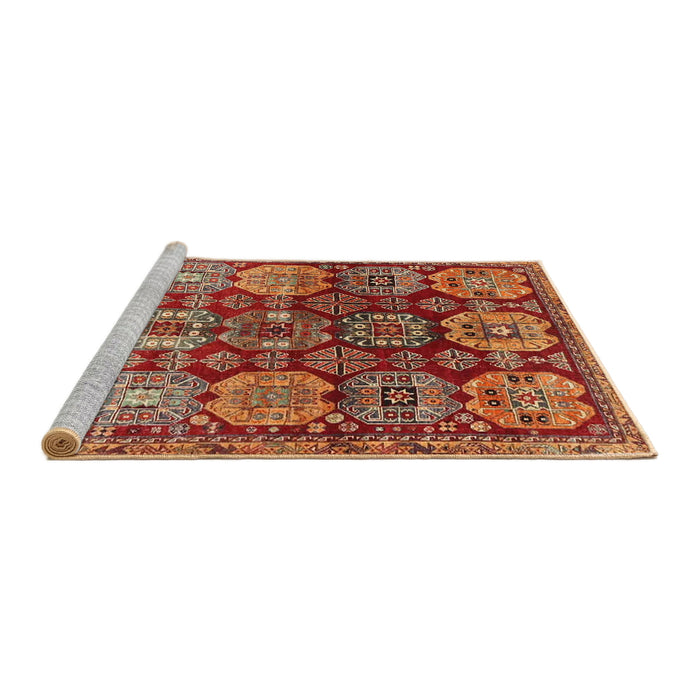 Sideview of Machine Washable Traditional Orange Rug, wshtr4226