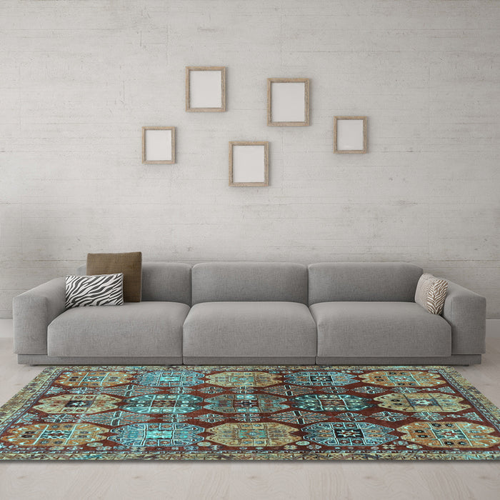Machine Washable Persian Light Blue Traditional Rug in a Living Room, wshtr4226lblu