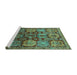 Sideview of Machine Washable Persian Turquoise Traditional Area Rugs, wshtr4226turq