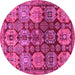 Round Persian Pink Traditional Rug, tr4226pnk