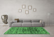 Machine Washable Persian Emerald Green Traditional Area Rugs in a Living Room,, wshtr4226emgrn