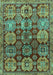 Machine Washable Persian Turquoise Traditional Area Rugs, wshtr4226turq