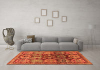 Machine Washable Persian Orange Traditional Rug, wshtr4226org