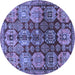 Round Machine Washable Persian Blue Traditional Rug, wshtr4226blu