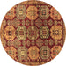 Round Machine Washable Persian Brown Traditional Rug, wshtr4226brn