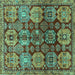 Square Persian Turquoise Traditional Rug, tr4226turq